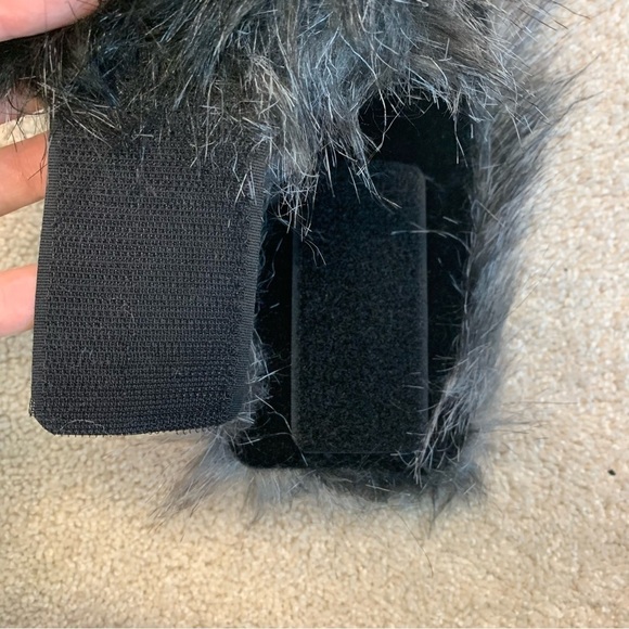 Surell dark gray black faux fur headband neck scarf - Picture 4 of 10